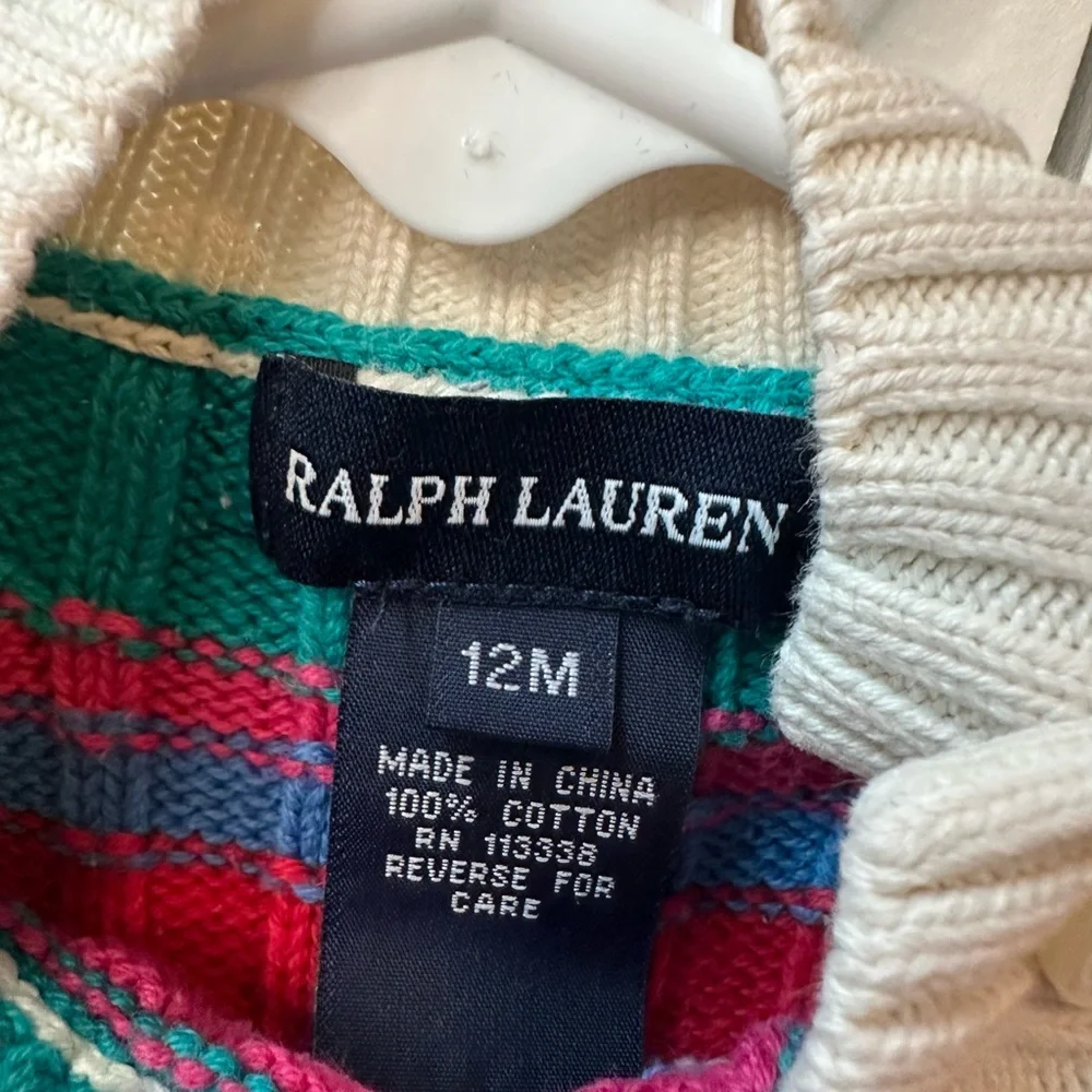 Ralph Lauren Girls Striped Cable Knit Sweater Size 12 Months
